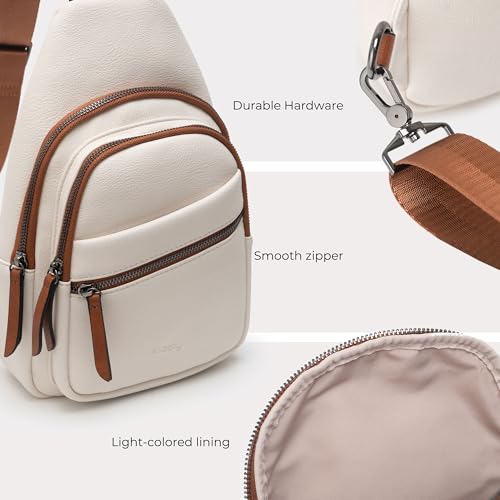 Image of Alldaily Large Sling Bag for Women Crossbody Purse Leather Fashionable Trendy Chest Bag for Travel, Fanny Pack (White)