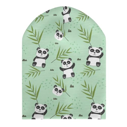 Panda and Bamboo Leaves Pattern Kids Beanie Hat for for Girls Boys Children Cap Winter Knitted Chemo Cancer Headwear Accessories Gifts Decoration Black3