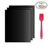 TBAO Outdoor BBQ Cooking Tool -3Pack Non-stick BBQ Grill Mats （15.75 x 13 Inch) +1Brsuh Silicone Brush -BBQ Grill Mat Barbecue Baking Liners Non-stick Reusable Teflon Cooking Sheets Microwave Oven