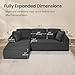 VASAGLE Boneless Couch, Modern Cloud Couch with Deep Seat, Corduroy Sofa for Living Room, Bedroom, Modular Sectional Sofa with Left-Facing Chaise, 108.3 Inches, Slate Gray ULCS181GN01