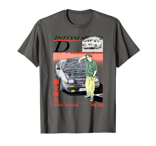 Initial D Takumi Open Hood Car Portrait Manga Anime T-Shirt