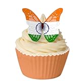 24 Schmetterlinge aus essbarem Papier mit Fahnenmuster: Indien / 24 Indian Flag Butterflies