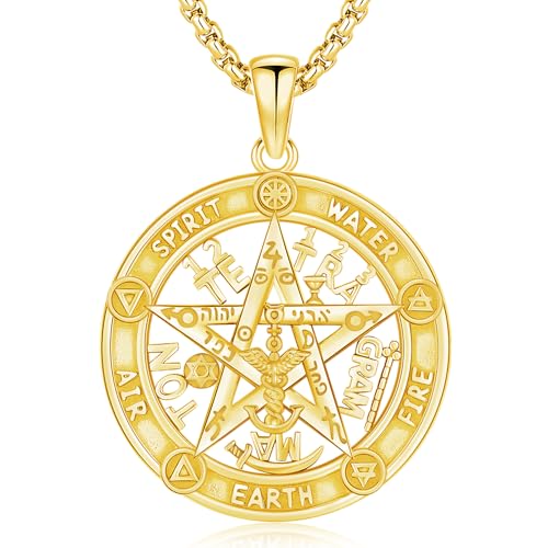 Aniu Tetragrammaton/Pentagram/Triple Moon Goddess Necklace for Men Women 925 Sterling Silver Witch Knot Pentacle Pendant Pagan Wiccan Amulet Energy Gifts Jewelry
