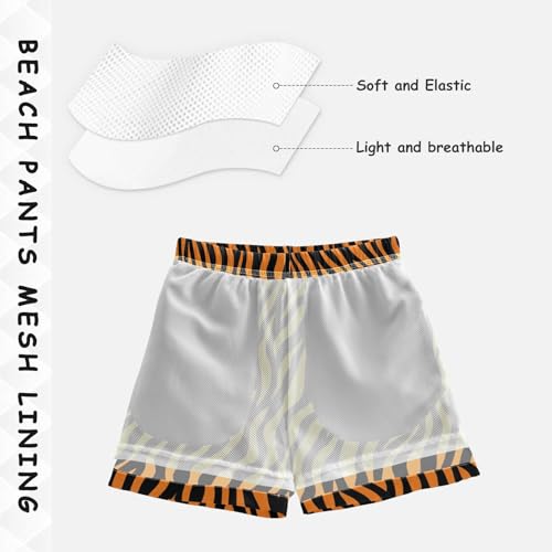 Boys Beach Board Shorts Striped Lion Leopard Swim Trunk Teen Swimwear 8-16Y4