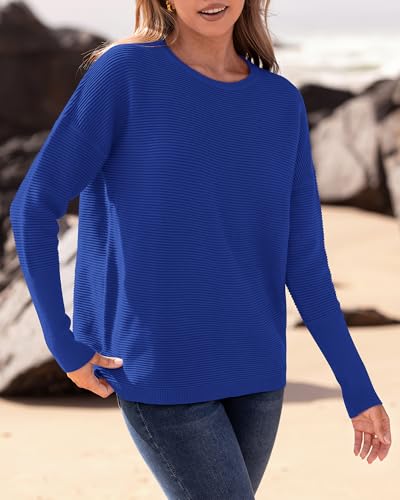 BTFBM Fall Sweaters for Women 2025 Casual Long Sleeve Sweater Striped Loose Fit Pullover Tops