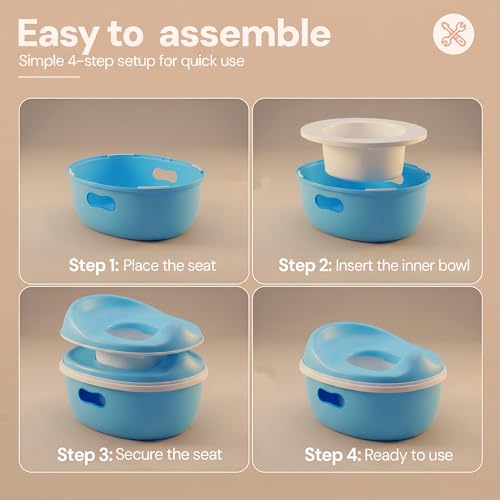 Image of Baybee 3 in 1 Baby Potty Training Seat for Kids 1-5 Years | Toddler Baby Potty Seat Chair with Removable Tray & Anti Slip Base | Portable Toilet Training Potty Seat with Step Stool for kids (Blue)