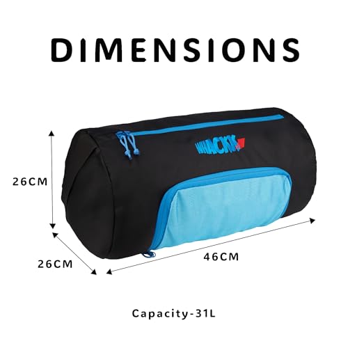 Image of Whackk Track Blue 31L |Gym Bags |Fitness Bag|Sports Duffle|Multipurpose Carry Bag |Travel Duffel Bag|Adjustable Strap|Air Ventilated Pocket for Shoes|Unisex|Lightweight|Sports Kit|Kitbag