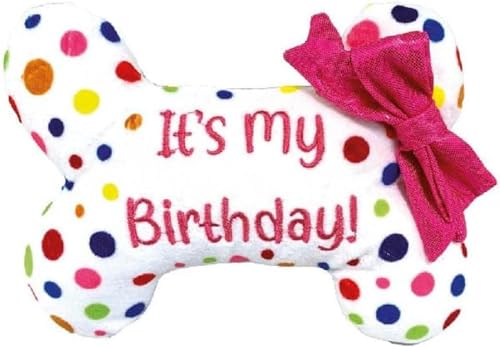 Croci Pet's Party Osso - Morbido Peluche interattivo per cani a forma di Osso, Buon Compleanno, Giocattolo per animali, 21,5X19X5 cm