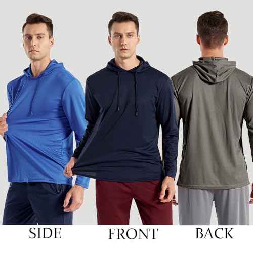 3PC or 6PC Men’s UPF 50+ Sun Protection Lightweight Long Sleeve Hoodie, Quick-Dry SPF UV Shirt for Outdoor Active Wear2