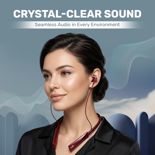 Image of Voods V Collar Ultra Voice Changer & Active Plus Neckband Combo, 130H Standby Time, Magnetic On /Off Buds with Vibration Alert, Dual Pairing, Fast Charging, IPX6 (Red & Black)