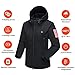 DEWBU Heated Jacket with Battery Pack Winter Outdoor Soft Shell Electric Heating Coat, Women's Black, M