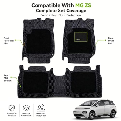 Image of EV MASTER 7D Car Floor Mats for MG ZS Hybrid (2026 Onwards) Complete Set | All Weather | Anti-Slip | Luxury Premium Car Mat | Full Coverage | Custom Fitted Car Foot Mats