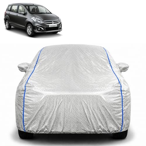 Image of Waterproof Car Cover for Maruti Suzuki Ertiga 2018 | All Weather Protection | UV Resistant & Dustproof | Soft Cotton Lining to Prevent Scratches | Triple Stitched with Mirror Pockets & Elastic Hem