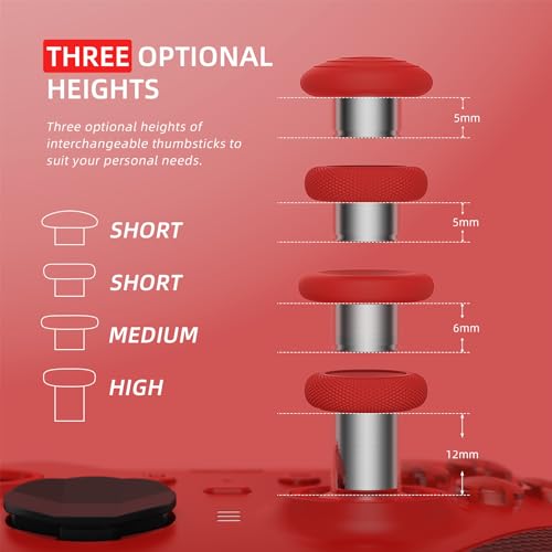 Image of eXtremeRate 6 in 1 Metal Thumbsticks Replacement for Xbox Elite Series 2 Controller, Swappable Magnetic Joysticks Accessories Parts for Xbox Elite Series 2 Core Controller - Passion Red