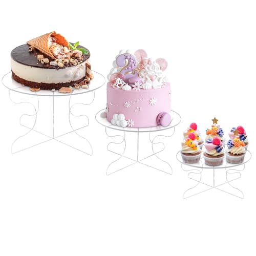 YestBuy Cake Stand, 3 Sets Clear Cake Stands for Party, Cake Holder for 6/8/10/12 Inch Cakes, Round Cake Pedestal Stand?Acrylic Serving Plate Tray for Cupcakes, Desserts?Food?Pastry