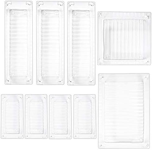 TRIXES 9PC Clear Draw Organiser - Storage Box - Make Up Organiser - Kitchen Storage - Desk Organiser - Divider Trays - Kitchen Storage Containers  - Assorted Sizes