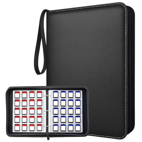 300 Slots Game Card Holder Binder for Animal Crossing ACNH Mini Cards & Amiibo Storage Organizer with Sleeves Compatible with Switch, PS Vita, SD Memory Cards, Portable Card Album Book (Black)