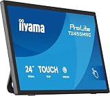 iiyama Prolite T2455MSC-B2 60,5cm 24' IPS LED-Monitor Full-HD 120Hz 10 Punkt Multitouch kapazitiv DeepContrast-PCAP+ HDMI DP USB3.2 7H Webcam Anti-Fingerprint 7H schwarz