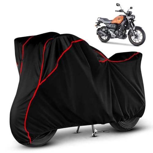 Image of Heavy Duty Waterproof Bike Cover for Yamaha FZ-X | All Weather Protection from Rain, Dust, Sun & Scratches | Universal Fit for All Bike & Scooty | Black Red Piping | FZ-X Bike Cover