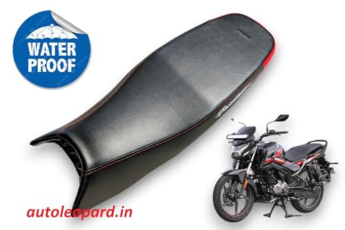 Image of Hero Glamour X 125 Bike SEAT Cover,PU Leather,RED Black Colour,Rope PROVIDED Water Proof