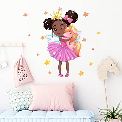 Vinilo Decorativo Little Princess Hug A Baby Horse miniatura 2