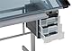 Studio Designs Vision Bastel- und Zeichenstation – 90,2 x 60,3 cm (B x T), silberblaue Glasplatte, Zeichentisch mit Bleistiftschubladen, seitlichen Ablagen und integrierter Bleistiftleiste,