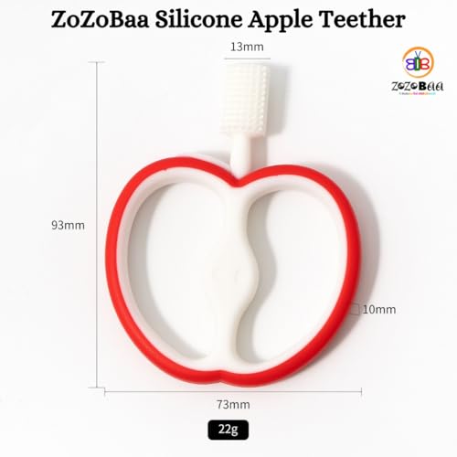 Image of Apple Shape Soft Silicone Teether for Baby Gums, Teething Toys for Babies, BPA Free, Pain-Relief, Non-Toxic, 100% Food Grade, Soothing & Smooth Edges Easy to Grasp Chewable - Red (Pack of 1)