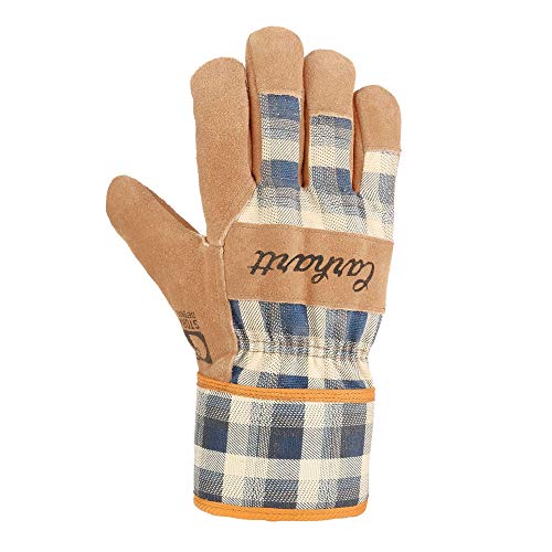 Carhartt Women's WB Waterproof Breathable Suede Work Glove with Safety Cuff, Navy Plaid, Small