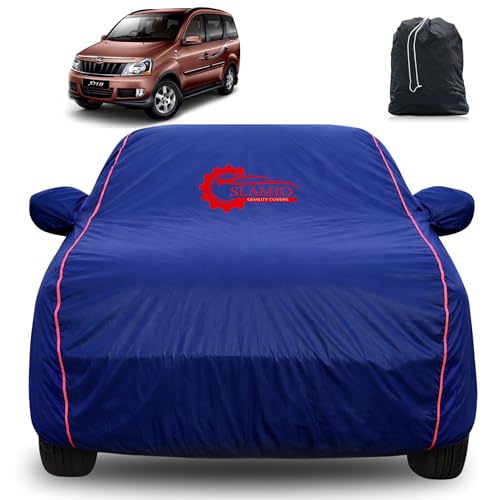 Image of 100% Waterproof Car Cover for Mahindra Xylo | All-Weather, Dustproof & UV Protection | Heavy-Duty 3-Layer Fabric | Custom Fit with Mirror & Antenna Pocket | Navy Blue