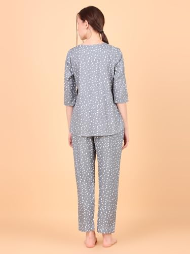Image of Ichaa Women's Rayon Night Suit Printed Top & Bottom Set