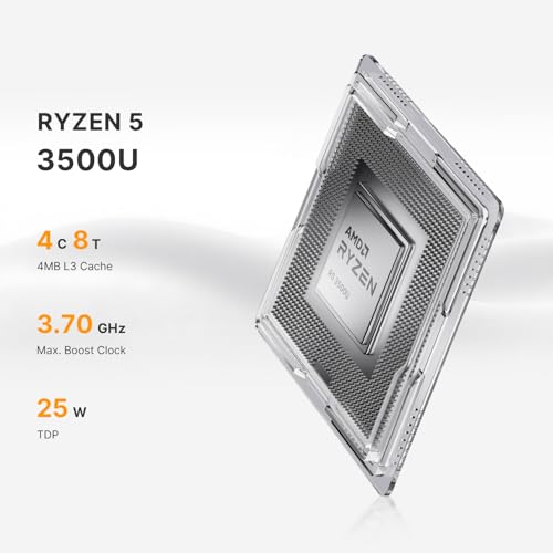 C4 Neo Mini pc, Ryzen 5 3500U(tot 3,7 GHz) minicomputer, 16 GB DDR4, 512 GB SSD, ondersteuning voor drie 4K schermen, WiFi 5/BT5.0/Dual Ethernet, mini desktop voor thuiskantoor - Afbeelding 6