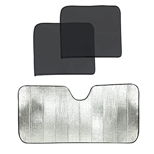 Econour Accordion Sun Shade For Car (Large) + Magnetic Side Window Sunshade (4 Pack) | Complete Sun Glare Protection #TOP17