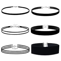 ZYEKIU 6 Pezzi Choker Donna, Collana Girocollo Gothique, Collana Donna Regolabile, Collarino Donna Moda, Girocollo Donna Nero per Ragazze e Ragazze Ballo di Fine Anno Festa di Compleanno di Cosplay