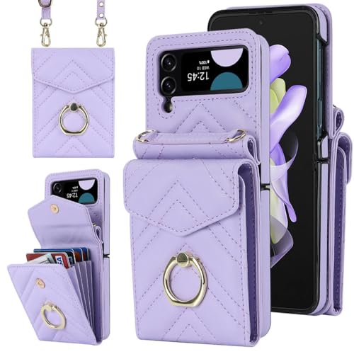 Étui de protection antichoc ENILSA pour Galaxy Z Flip 4 5 3 avec portefeuille zippé