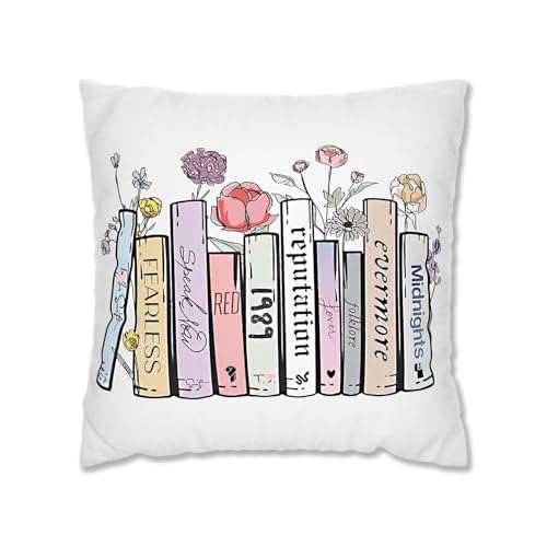 White Cushion Covers 45 x 45 cm, 1989 Square Pillowcase Singer Fan Merchandise Music Lover Presents Merch Stuff Gift Decorative Linen Cushion Covers for Sofa, Couch, Bed, Chair, Car