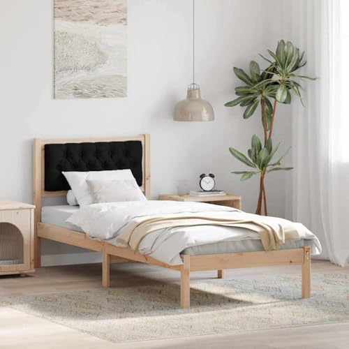 Genérico Estructura de Cama Negro 90 x 190 cm Madera de Pino Macizo,Mobiliario,Camas y Accesorios,Camas y somieres-878226