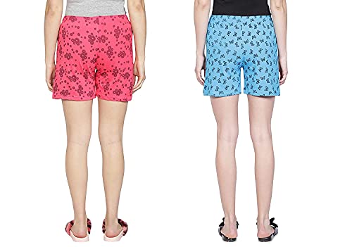 Image of Club A9 Womens 100% Organic Cotton Printed Regular Shorts - Pack of 2 (Multicolor)
