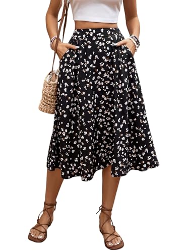GORGLITTER Damen Rock Blümchenmuster...