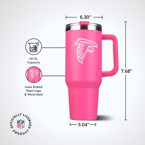 Image of The Memory Company Officially Licensed NFL - Atlanta Falcons 40oz Pink Game Day Tumbler with Team Logo