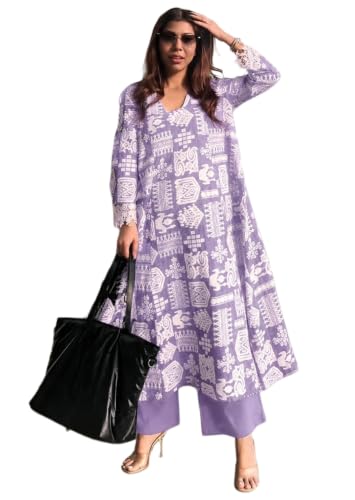 Image of ANNI Designer Kurta Sets for Women Viscose Printed | Kurta with Dupatta Set | A Line Kurti Set for Women | Square V Neck 3 /4 Sleeve Ethnic Outfit | Designer Indian Kurti Stylish Clothing