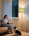 Lightdot Glass Tripod Floor Lamp for Living Room, Modern Gold Standing Lamp with Green Ribbed Glass Lampshade, Arc Tall Lamp for Bedroom Office Reading Room, (LED Bulb Included)