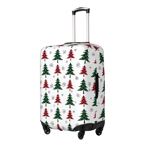 Buffalo Plaid Christmas Trees Luggage Cover Protector Anti-Scratch Washable Fits 18-32 Inch Luggage-Medium2