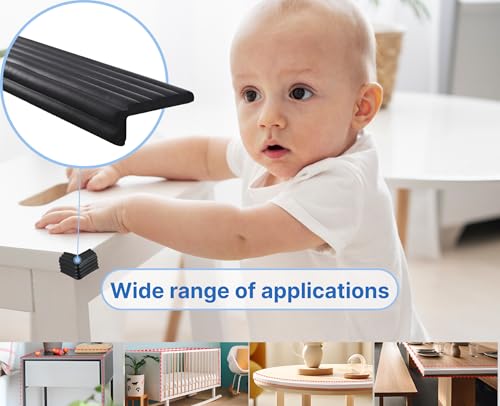 Image of Black 16.4 ft Edge Baby Protector for Furniture with Adhesive - Blacks Proofing Edge Corner Foam Adhesive Strips - Black Peel and Stick Wall Trim Molding - Baby Flexible Furniture Corner Protector