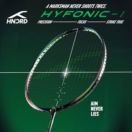 Image of Hundred Hyfonic 1 Badminton Racket (Strung) | Graphite Frame | Precision Control Racket | Balanced Feel for Accurate Shots | Max Tension 30 lbs | Full Cover Included