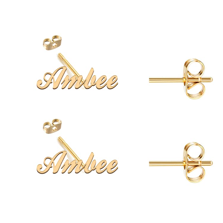 Sterling Silver Stud Personalized Name Earring Custom Gift for Girls Women Cursive Earrings with Your Own Name