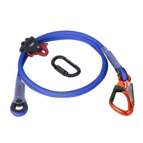1/2 X 8FT Flip Line Kit Arborist Positioning Lanyard Kit with Triple Lock Carabiner Adjustable Positioning Rope for Fall Protection Arborist Tree Climbers Fall Protection