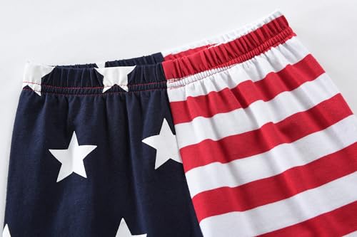 Image of Tkria Boys Patriotic Outfit 4th of July Short Sets Kids 2 Pieces Summer Short Sleeve T-Shirts and Shorts Clothes Sets