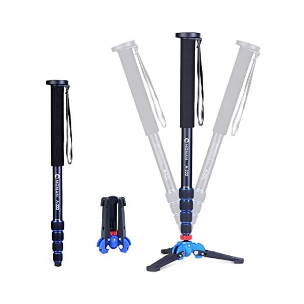 Moman Einbeinstativ Kamera Stativ Einbein Reisestativ mit Standspinne, DSLR Monopod Wanderstock, 0,64kg mit Stativfuß, Leicht Tragbar Aluminium Bergstock, max. 165cm, 360 Grad drehbar 5-10kg Nutzlast
