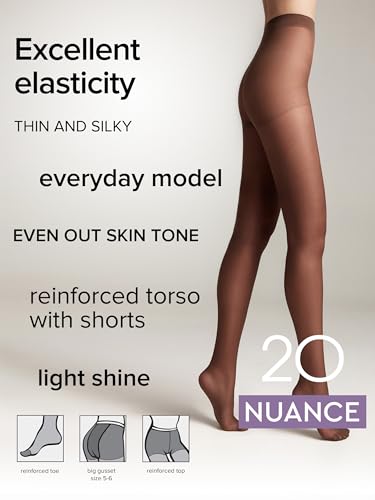 Image of Conte Control Top Tension Sheer Pantyhose Tights with Silky Matte Effect Nuance 20 Den