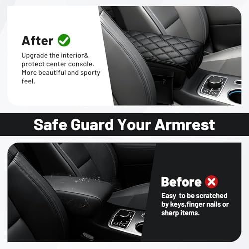 Image of Autorder Center Console Cover for 2011-2019 2020 2021 Jeep Grand Cherokee Accessories Armrest Cover Anti-Scratch Middle Console Pad Leather Armrest Protector